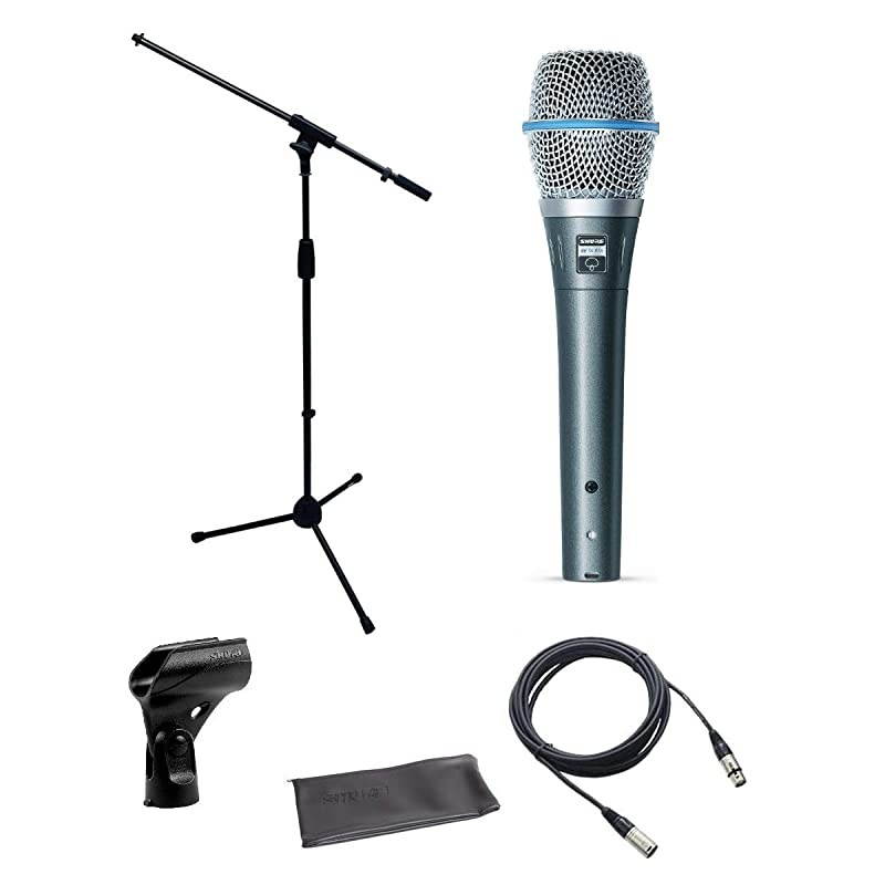 Beta 87A Supercardioid Condenser Vocal Microphone Bundle with Boom Stand, XLR Cable, and Austin Bazaar Polishing Cloth