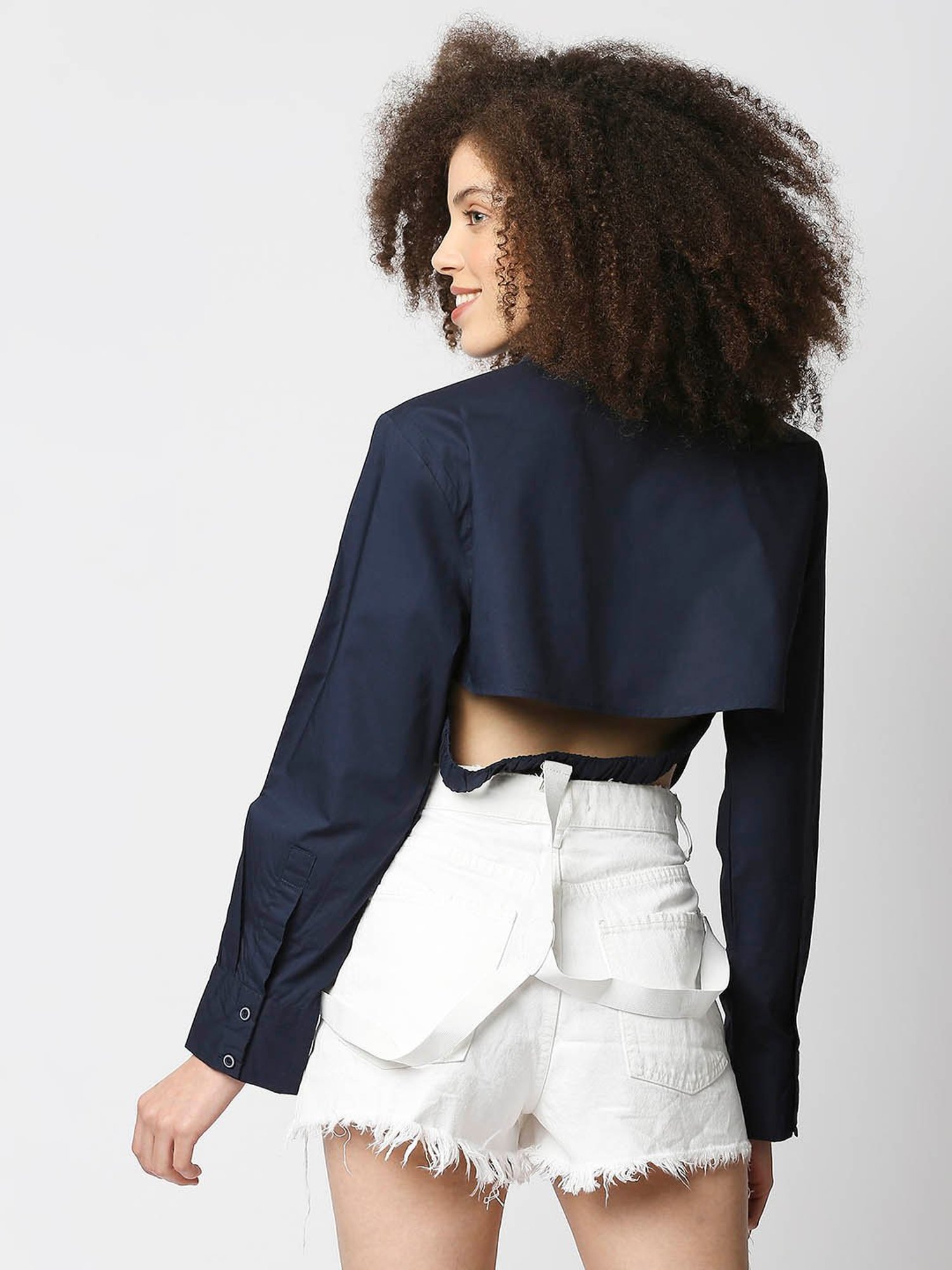 Remanika Blue Regular Fit Crop Shirt