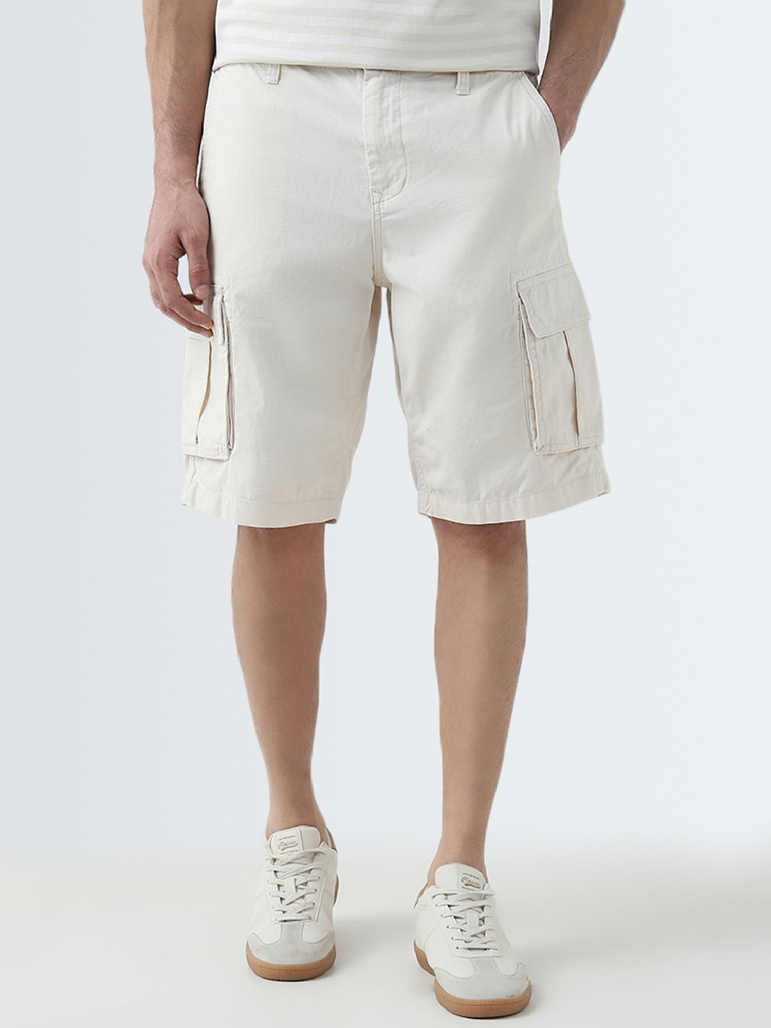 WES Casuals by Westside Beige Relaxed-Fit Mid-Rise Cotton Shorts