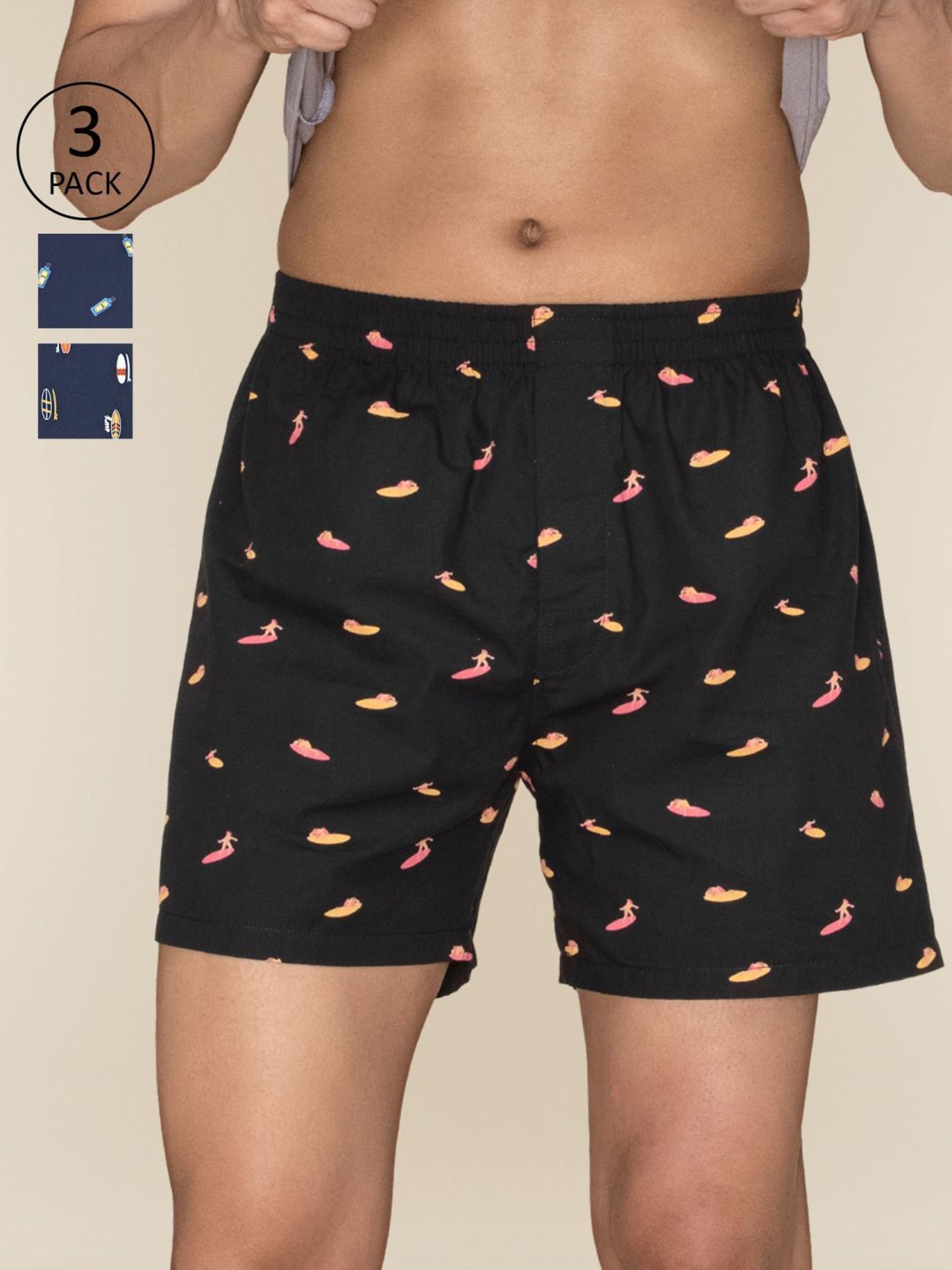 XYXX Multicolored Cotton Relaxed Fit Printed Boxers - Pack Of 3