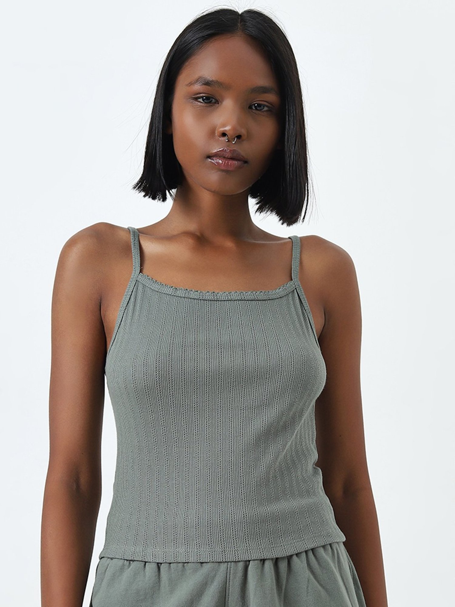 Superstar by Westside Sage Knit-Textured Cotton Camisole