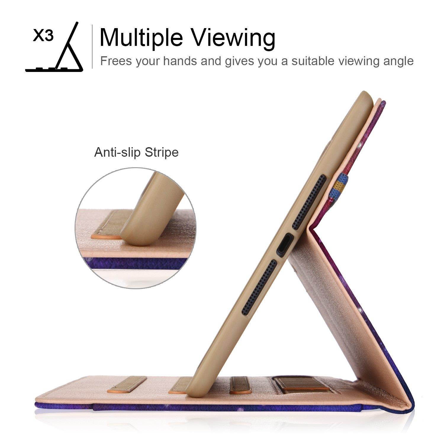 XBE iPad 9.7 2018/2017 iPad Air/Air2 Cover - Multifunctional TPU Soft Case with Hand-Holder [Auto Sleep/Wake] for Apple iPad 9.7 2017/2018 Air/Air2 (Galaxy)