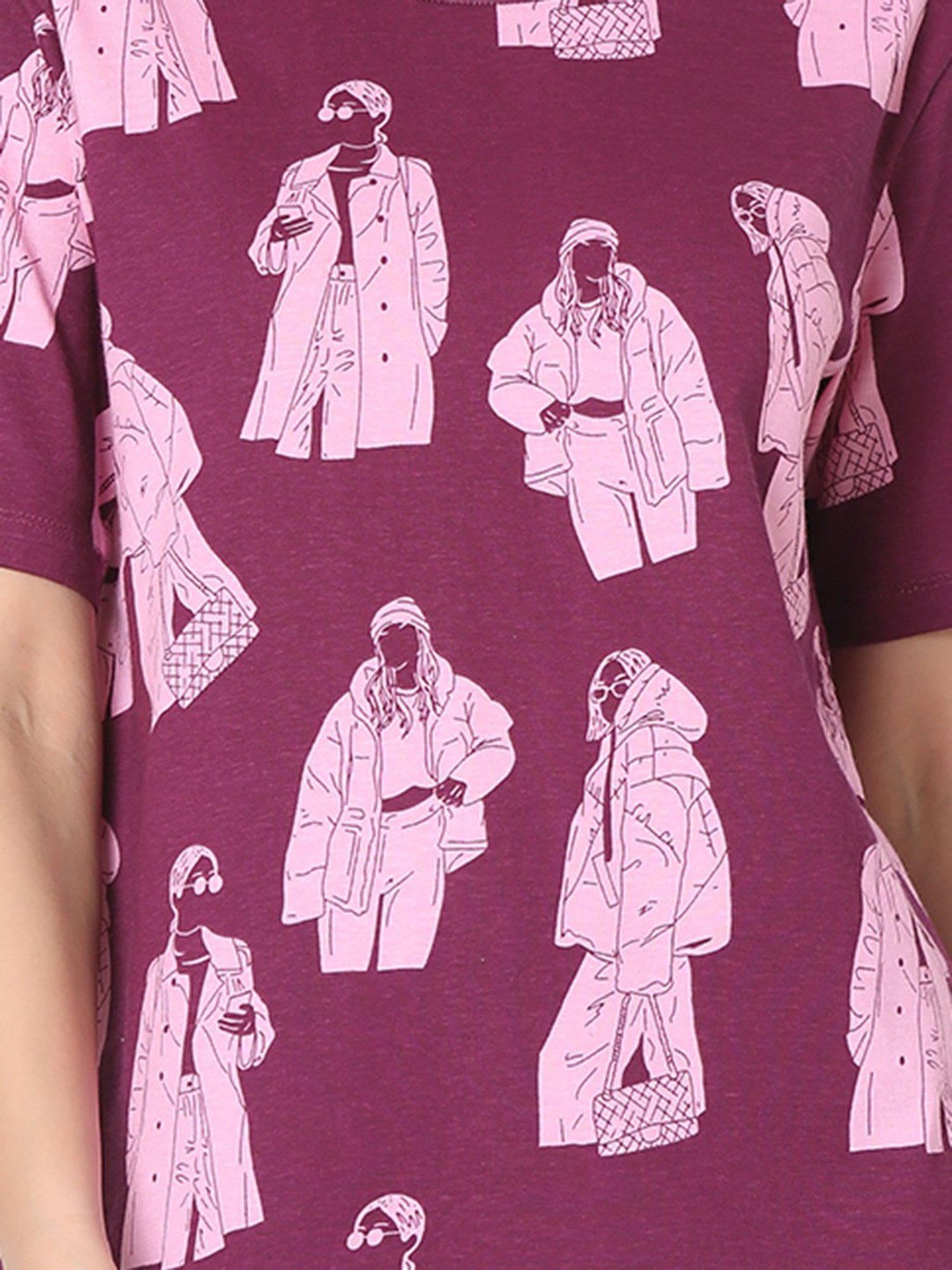 Vero Moda Purple Cotton Printed T-Shirt