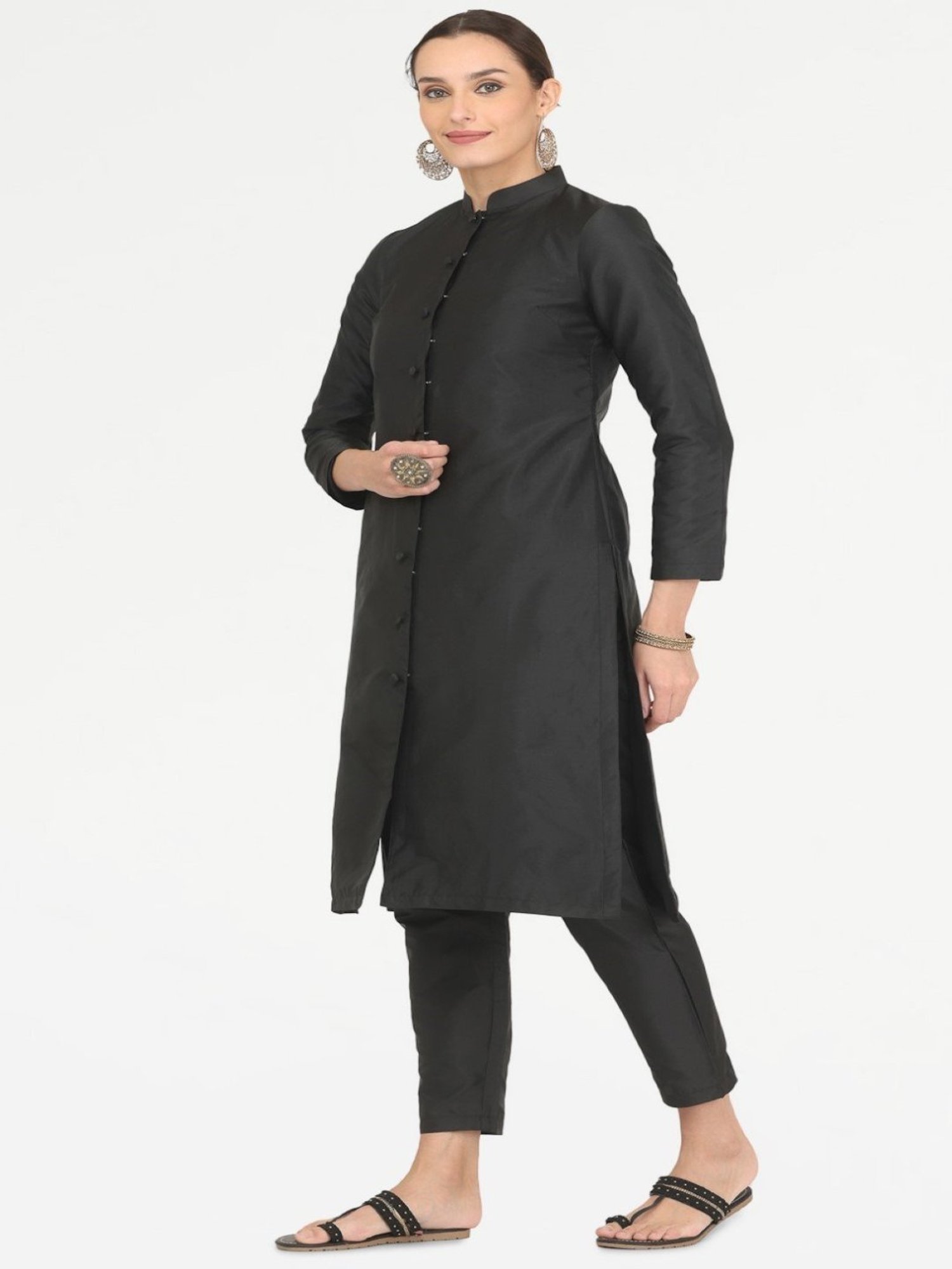 Kaanchie Nanggia Black Taffeta Jacket with Pant