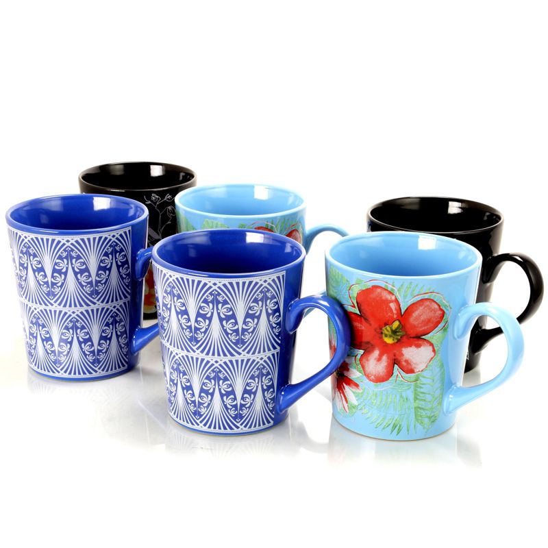 Gibson Home Floral Garden 6 Piece 23 Ounce Assorted Ceramic Cup Set