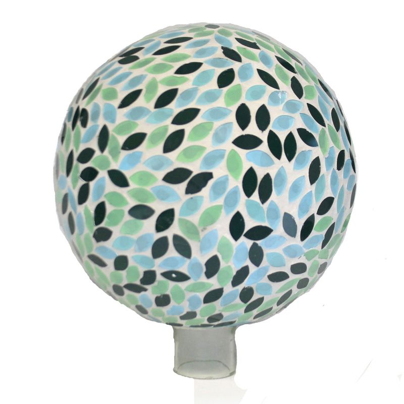 Home & Garden 11.0" Green Petals Gazing Ball Reflects Sunlight Evergreen Enterprises Inc  -  Outdoor Sculptures And Statues