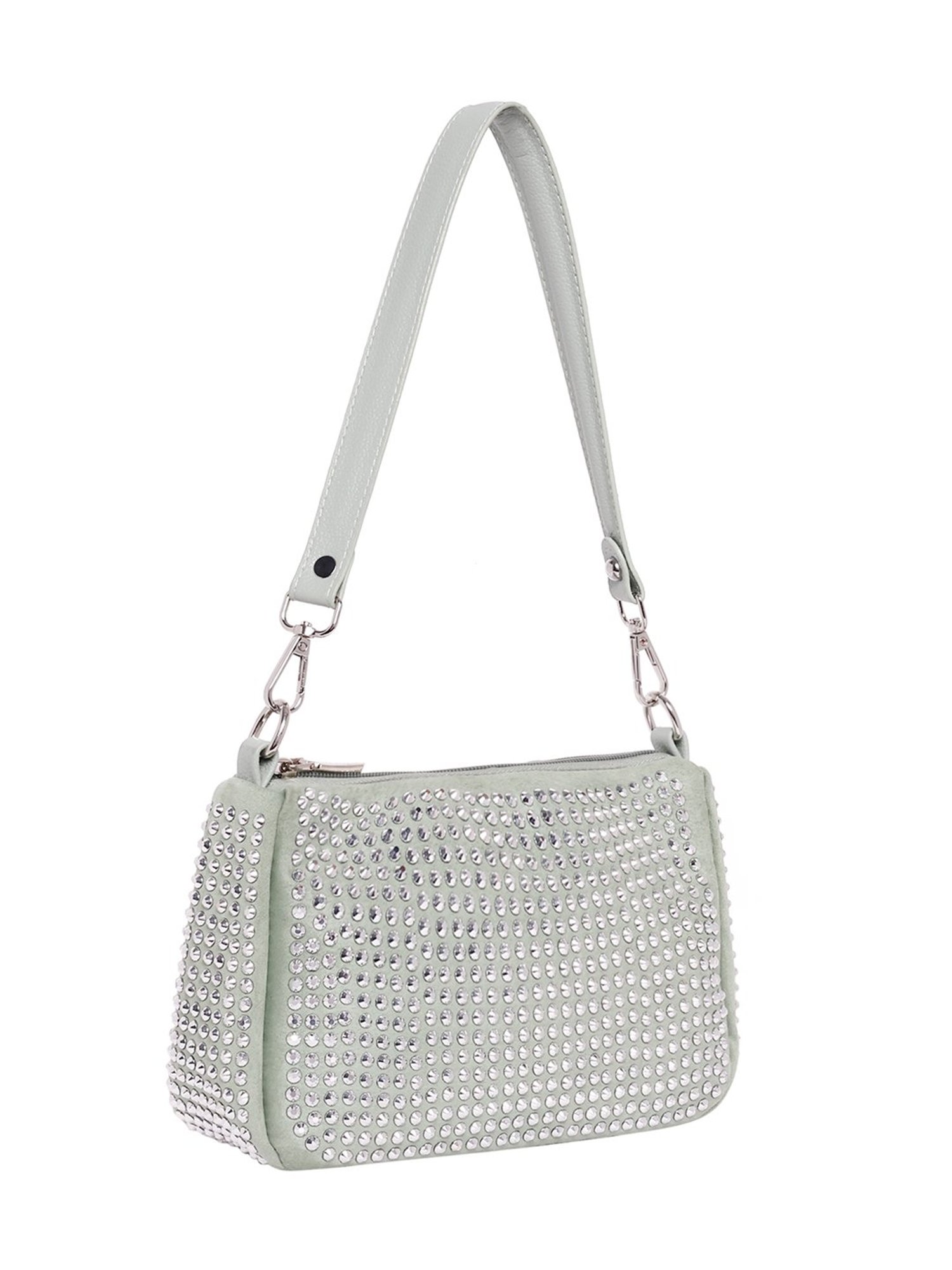 Lino Perros Soft Green Studded Medium Shoulder Bag