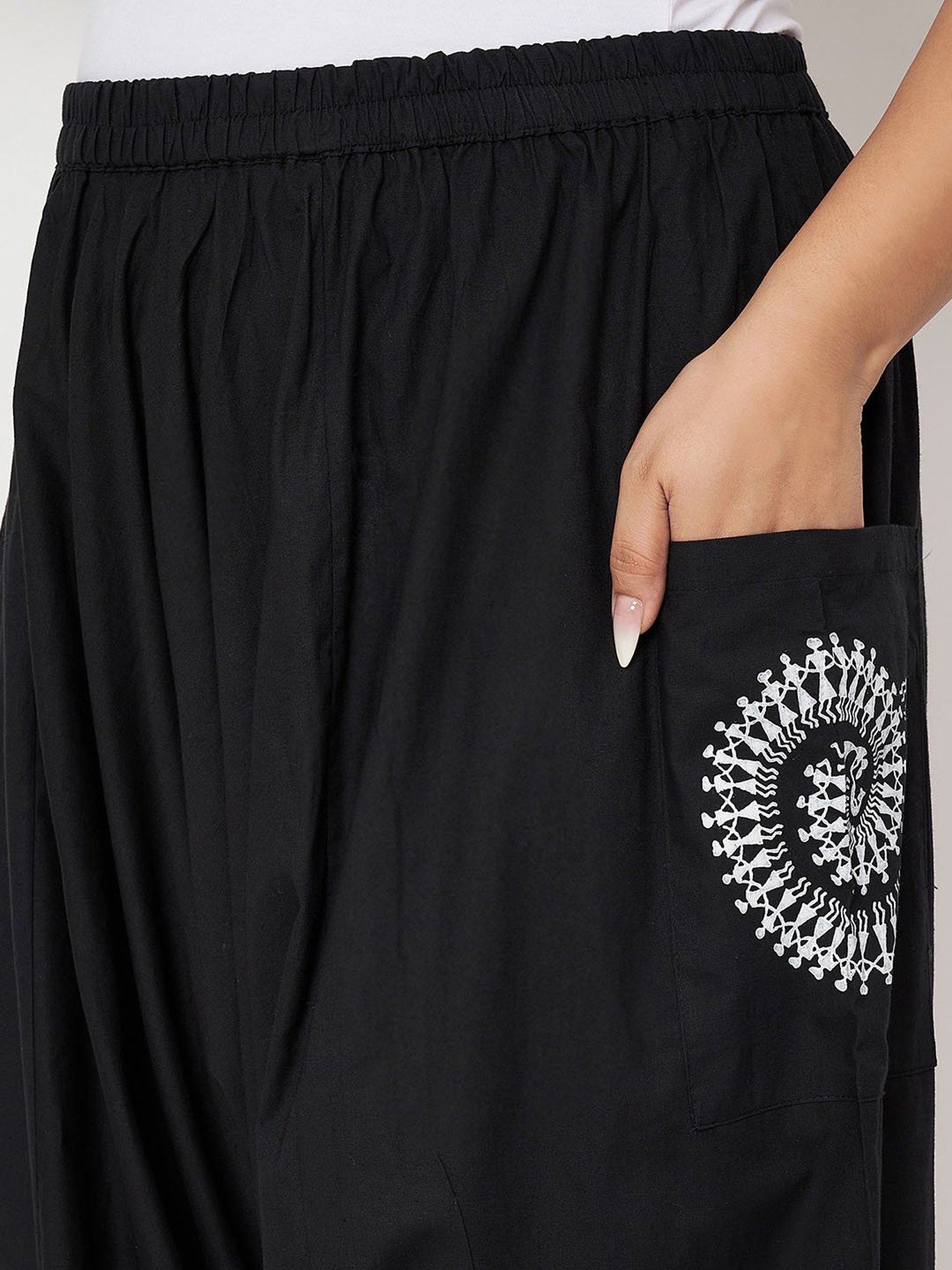 9rasa Black Printed Plus Size Pants