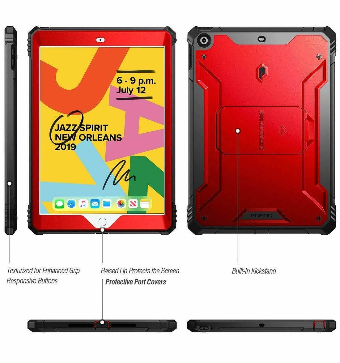 Poetic For iPad 10.2 (2020/2019) Tablet Case,Full Coverage w/stand Cover Red