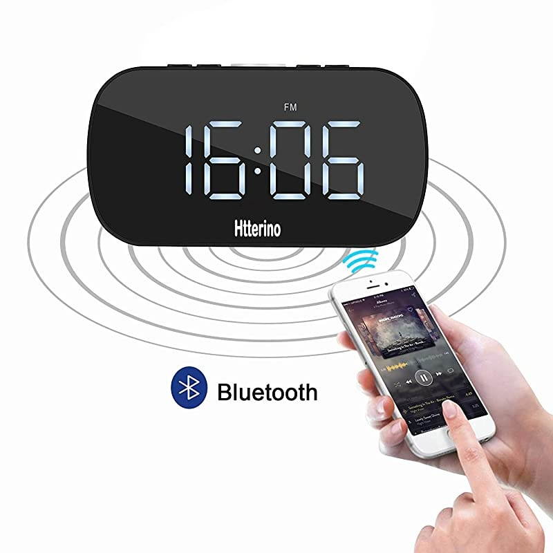 Radios Wireless Bluetooth Speakers Portable Alarm with FM Radio Night Light 5 LED Digital Display Sleep Timer with Snooze Function Compatible with iPhone Samsung and MoreBlack