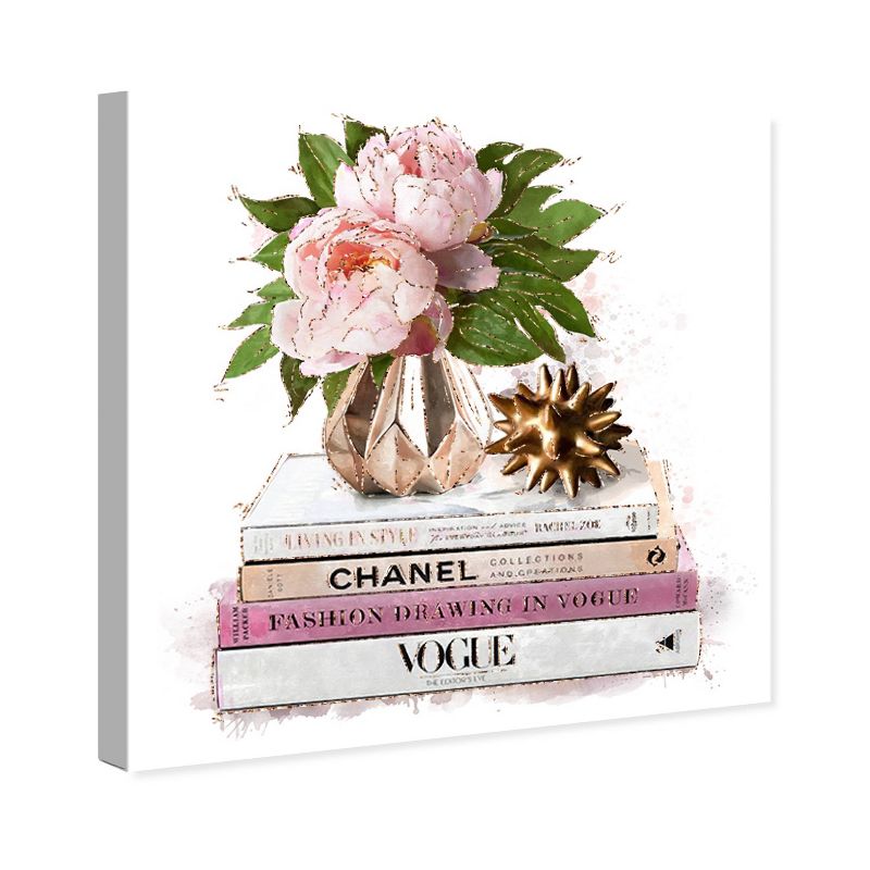 12" x 12" Doll Memories - Flowers n Fashion II Fashion and Glam Unframed Canvas Wall Art in Pink - Oliver Gal