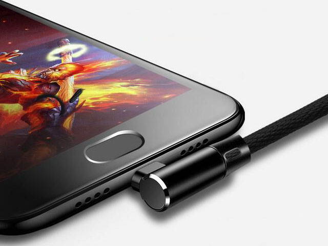 iPhone Charger Cable, Nylon Braided Right Angle Elbow [1m/3.3ft 90-Degree] Reversible USB & 8 Pin Lightning Plug, Sync & Fast Charging Cable for iPhone 8 7 6s /plus 5s SE, iPad, iPod (Black)