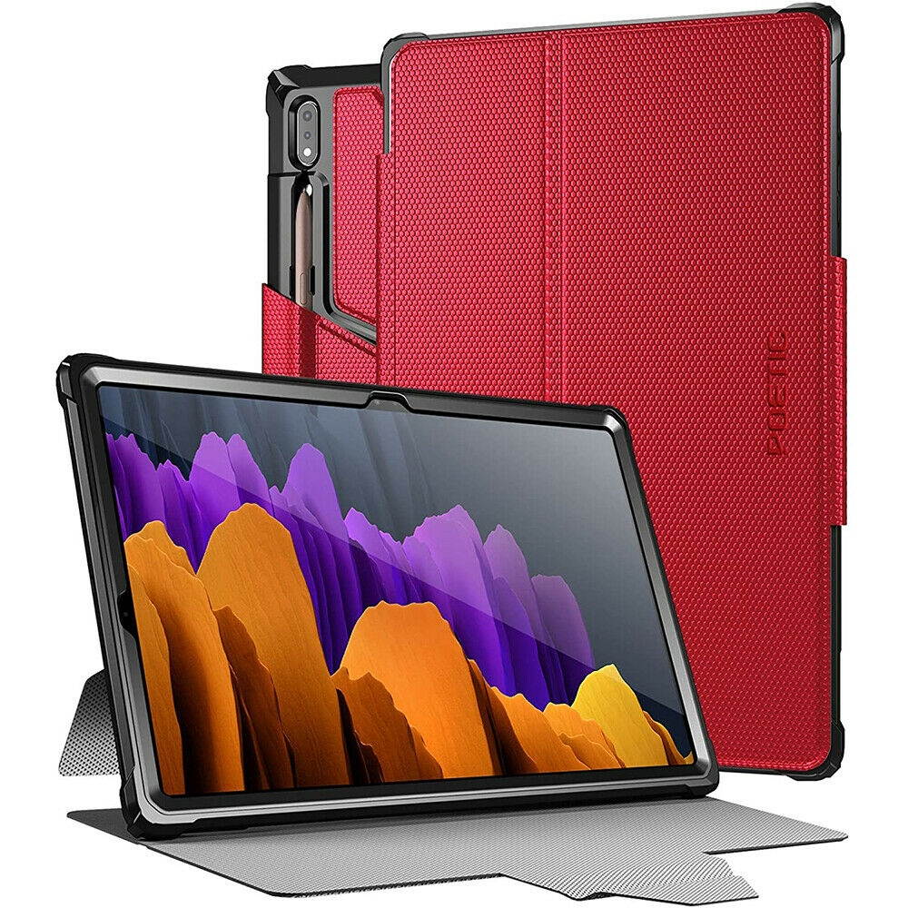 For Galaxy Tab S7 Plus 12.4" Tablet Case Full Coverage Triple Layers Cover Red