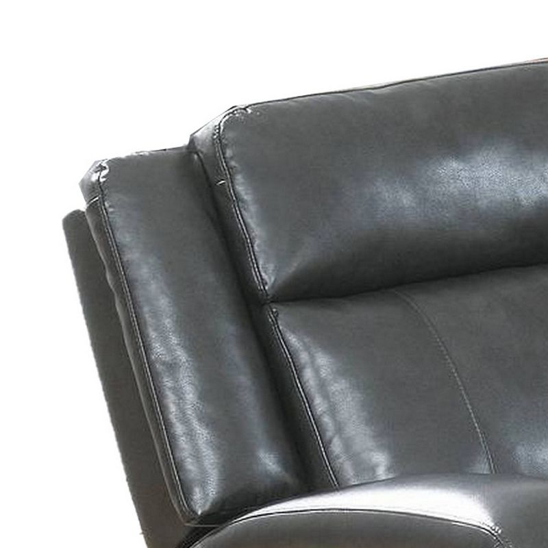 Upholstered Power Recliner with USB Port and Pillow Backrest Black - Benzara