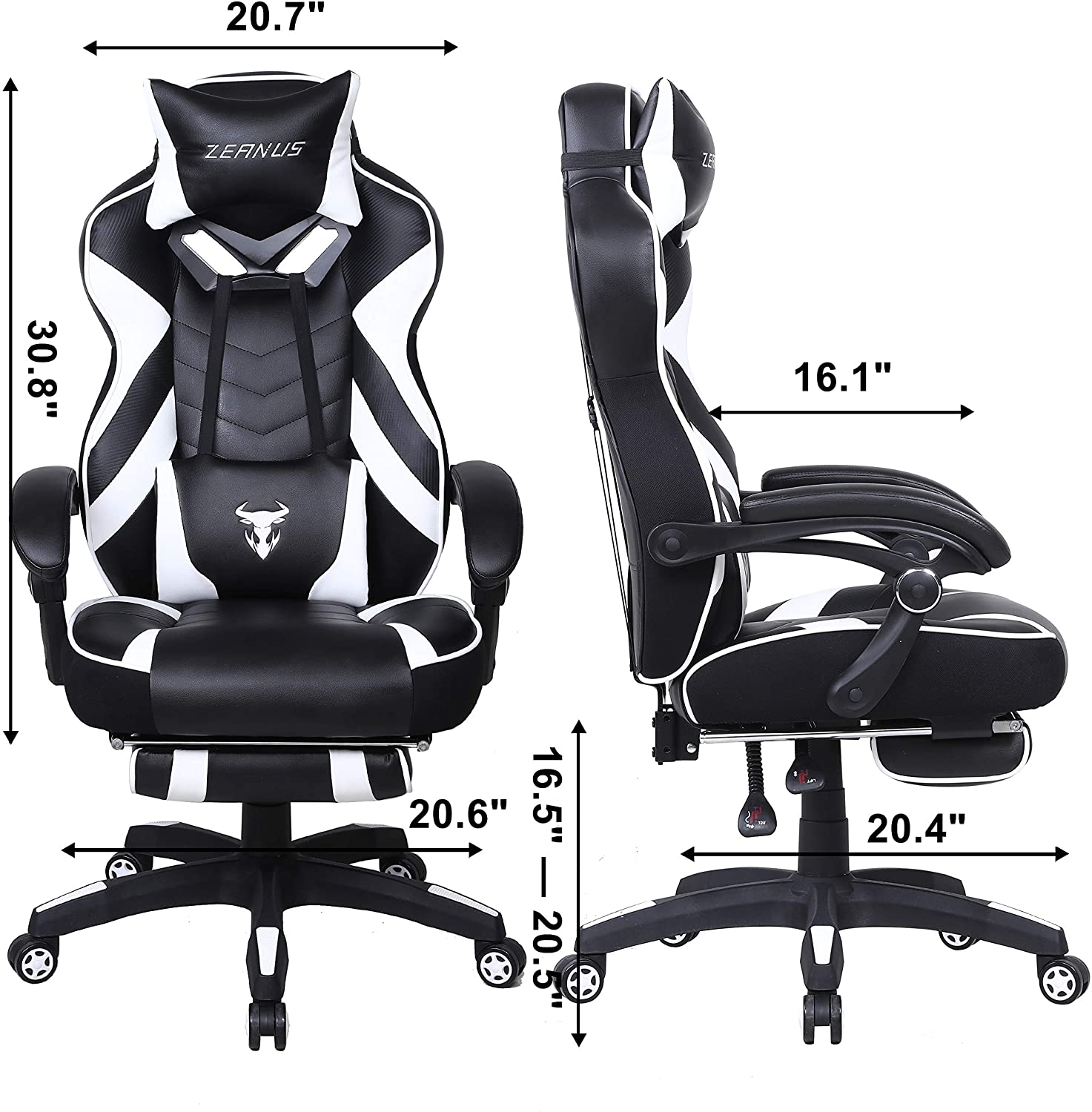 Gaming Chair, Racing Style Computer Desk Chair Padded Armrests Ergonomic Lumbar Support Adjustable Height
