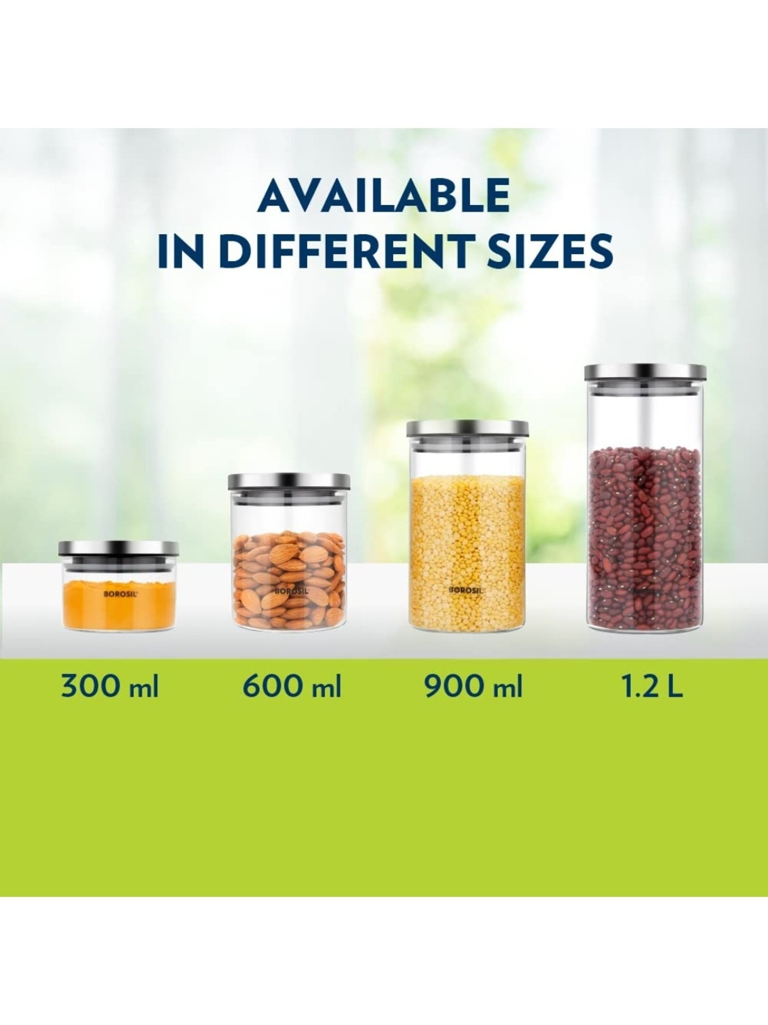 Borosil Transparent Glass Jar & Container (900ml)