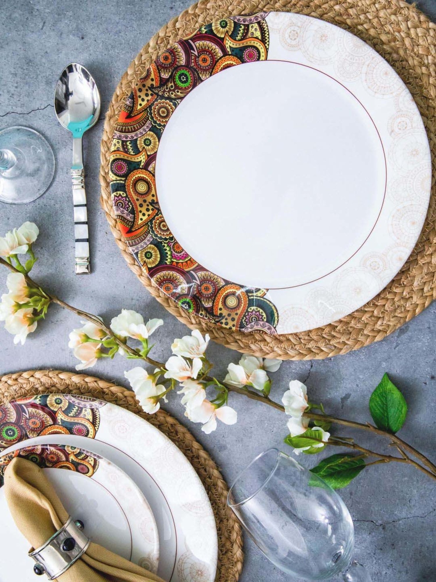 Servewell Tribal Pasiley Multicolor Melamine Dinner Plates  - Set of 6