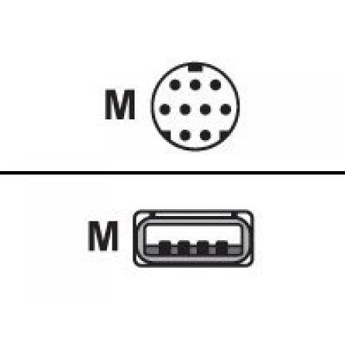 MagTek 22517583 6Ft 9-pin mini-DIN Male, 4-pin USB Type A Male