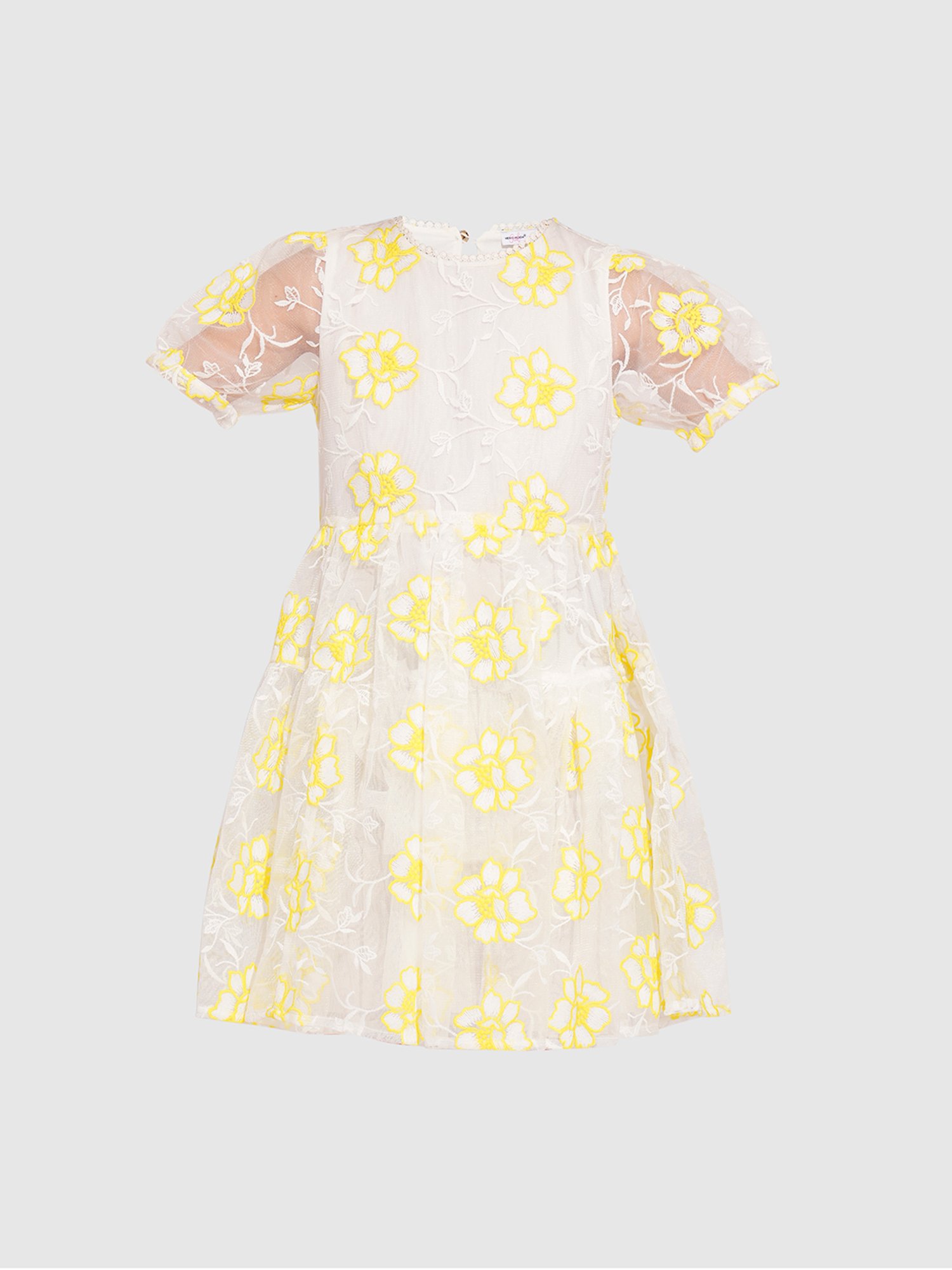 VERO MODA GIRL Kids Cloud Dancer Embroidered Dress