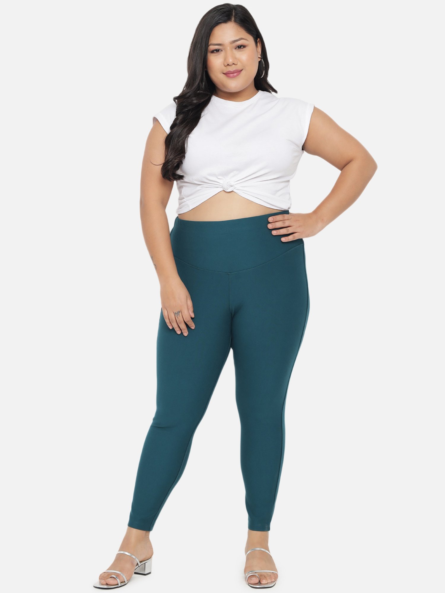 Amydus Teal Blue Mid Rise Jeggings