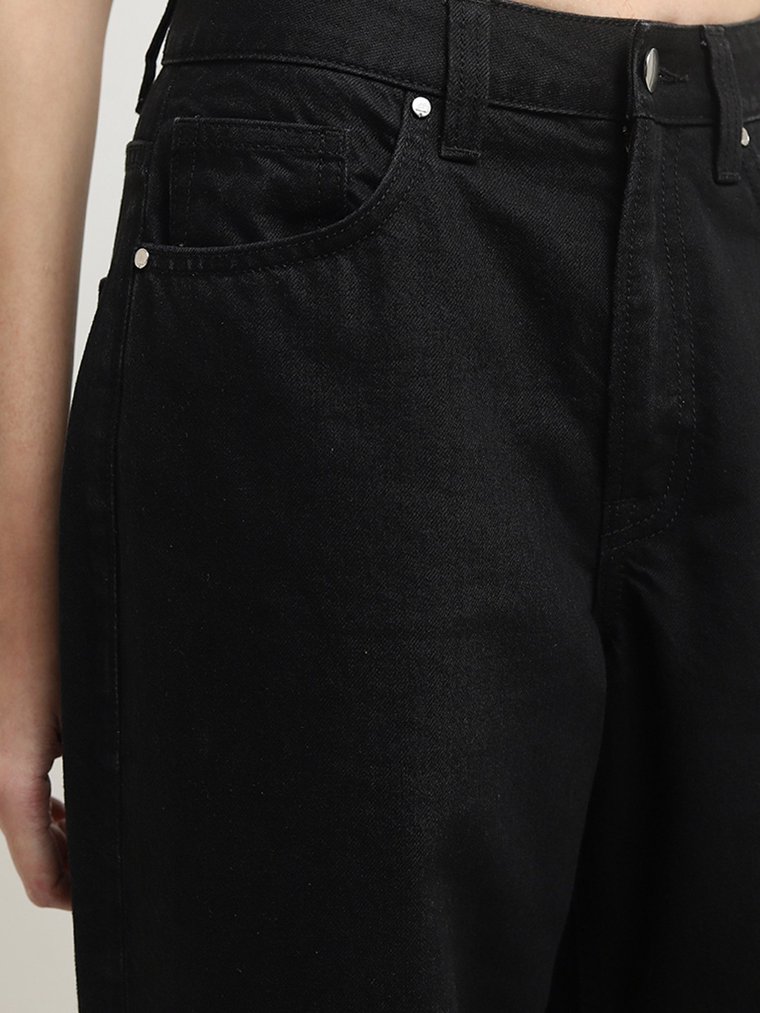 Nuon by Westside Black Wide-Leg Fit Mid-Rise Jeans