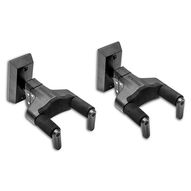Hercules GSP38WBKPLUS PLUS Series Universal AutoGrip Wall Mount Guitar Hanger - Black, 2-Pack