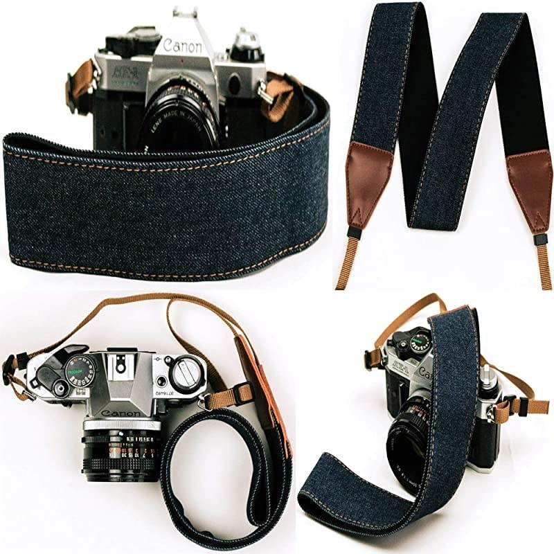Jeans Camera Strap Real Denim Belt for All DSLR Camera. Denim Style Universal SLR Strap, Neck Shoulder Camera Strap for Canon, Nikon,Pentax, Sony, Fujifilm and Digital Camera