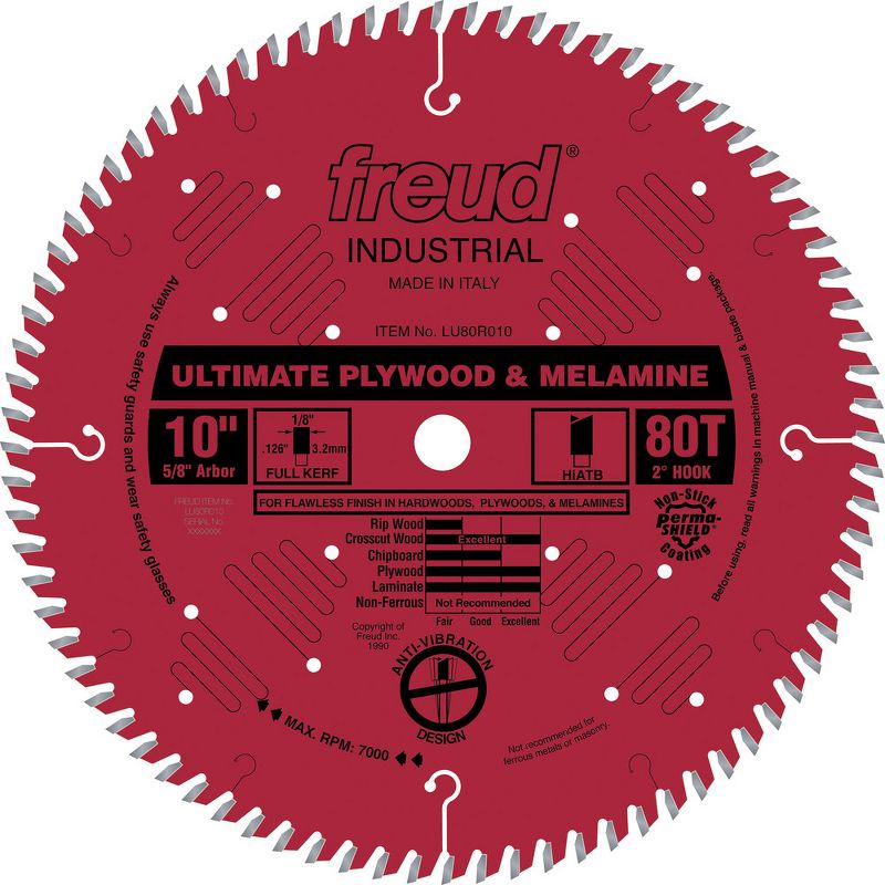 Freud LU80R010 10 in. 80 Tooth Plywood and Melamine Saw Blade