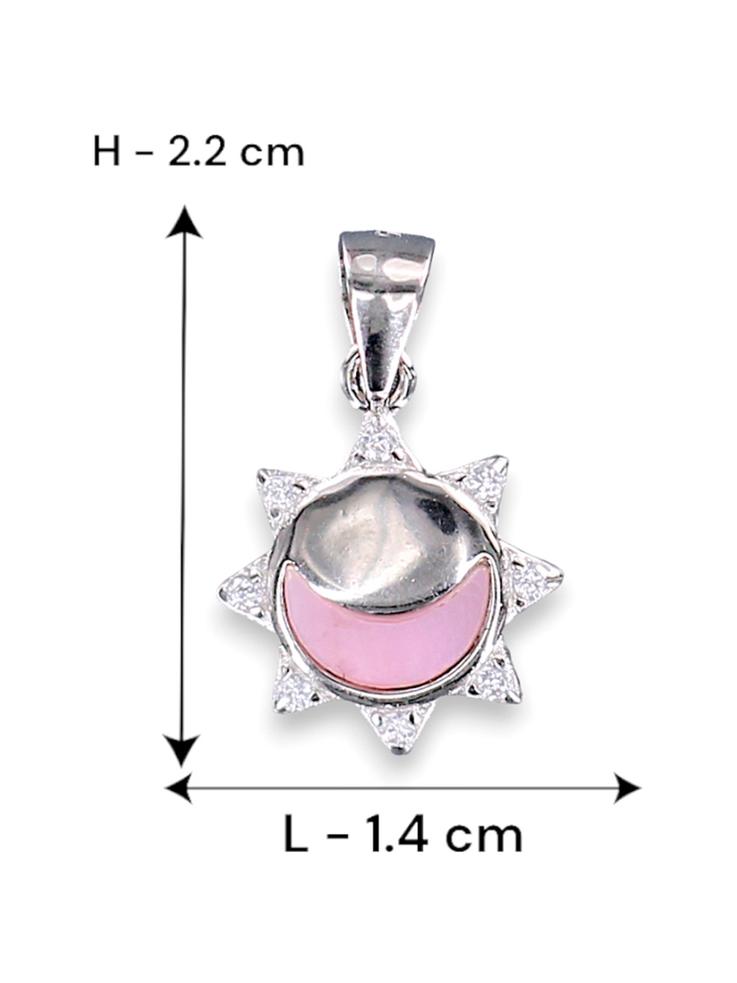 Taraash 92.5 Sterling Silver Sun & Moon Silver Pendant without Chain