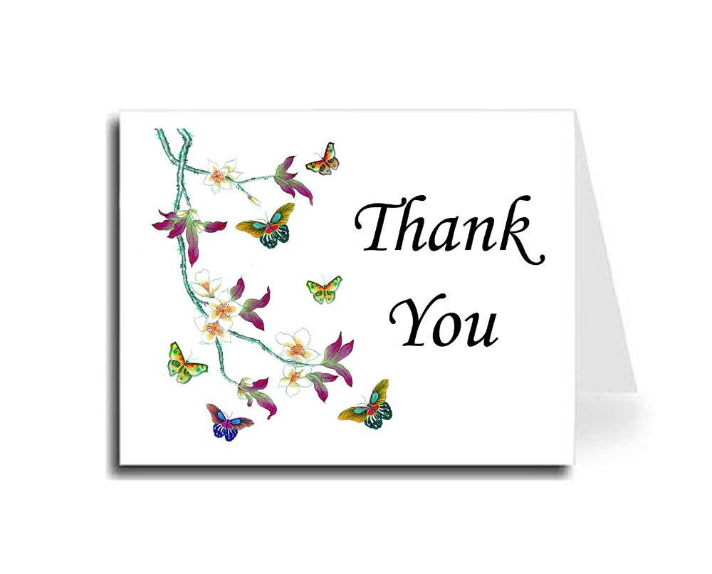Artisan Decor Watercolor Butterflies Thank You Card Set of 20 (Monotype Corsiva Font)