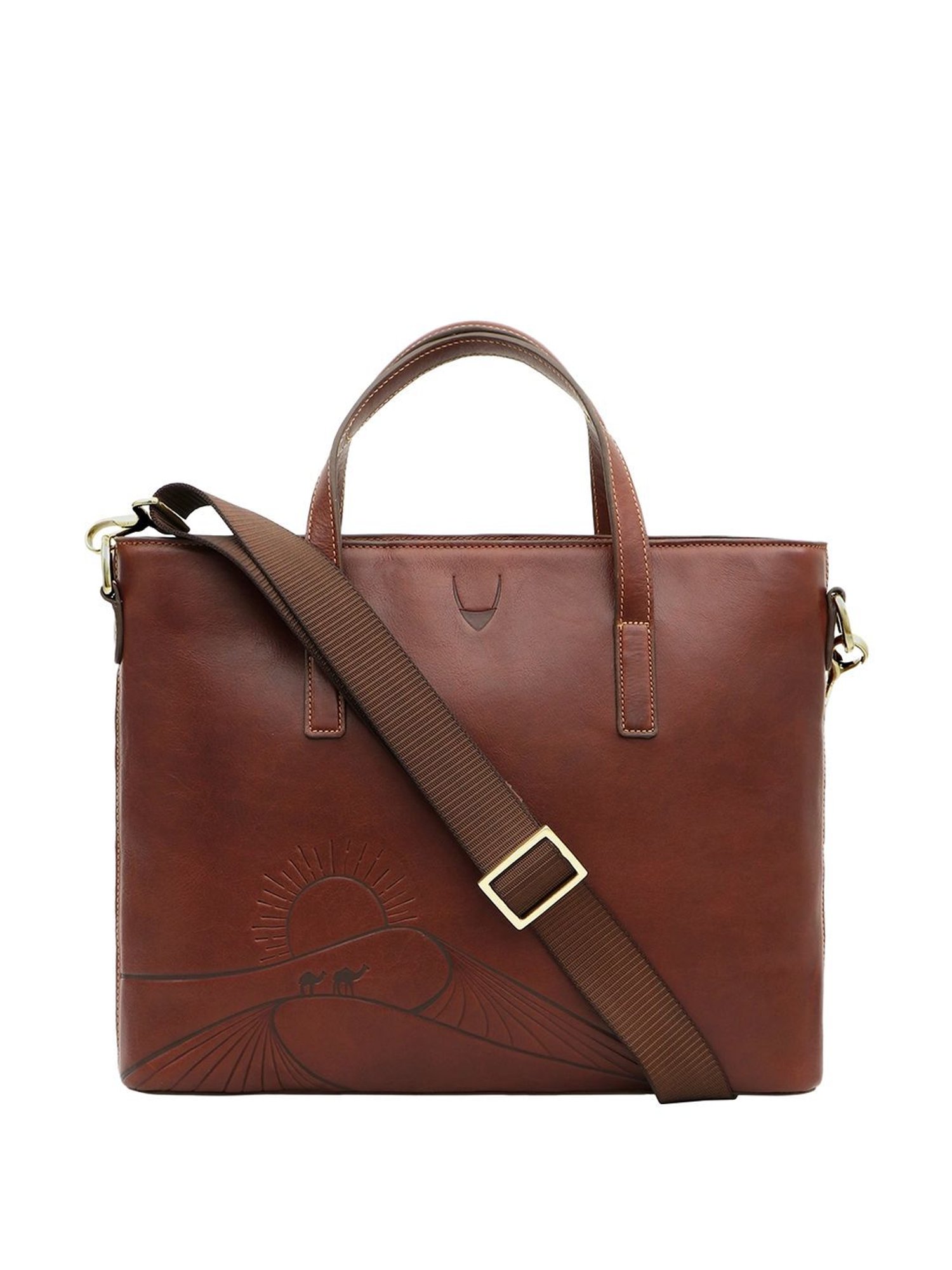 Hidesign SAHARA Tan Leather Large Laptop Messenger Bag