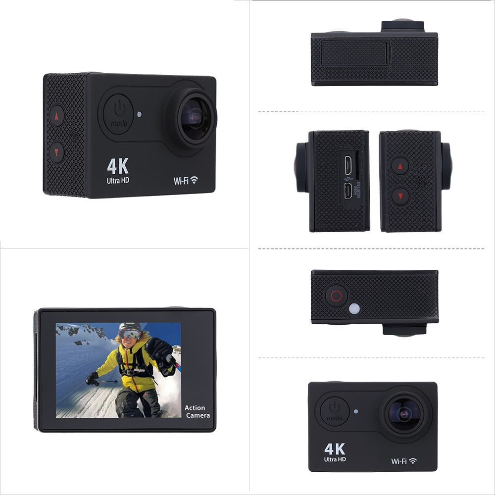 Full HD 4K(3840*2160) Ultra HD Wifi 30M Waterproof 2.0" 1080p 60fps 12MP Sports Action Camera DV 170&deg; Wide Angel Lens
