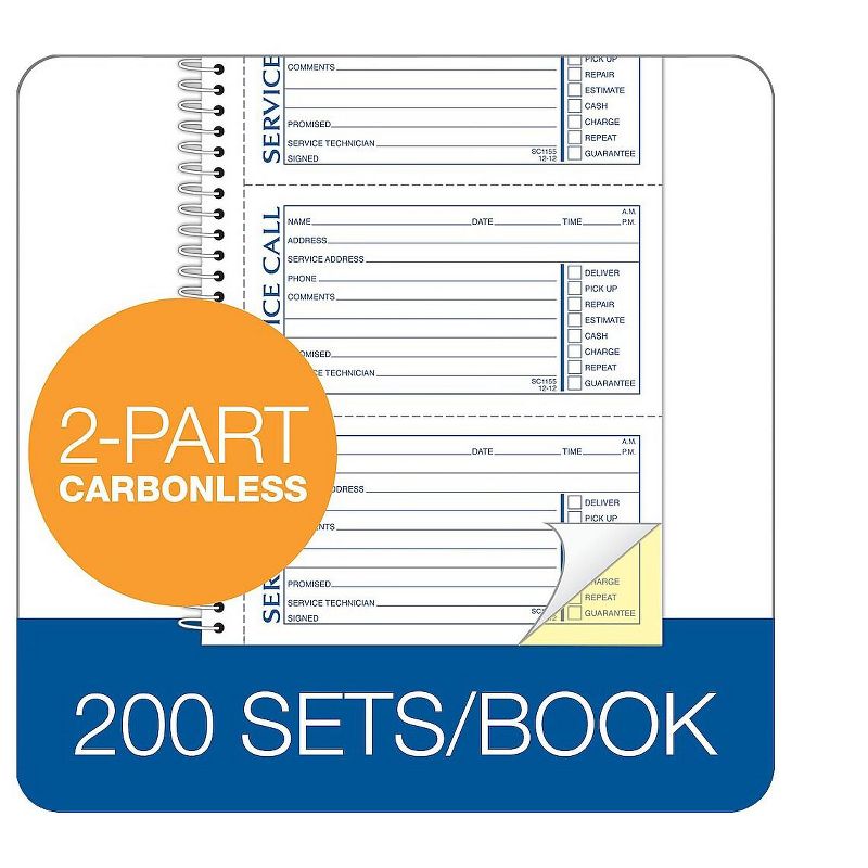 Adams Service Call Book Spiral bound 5-1/4"x11" SC1155