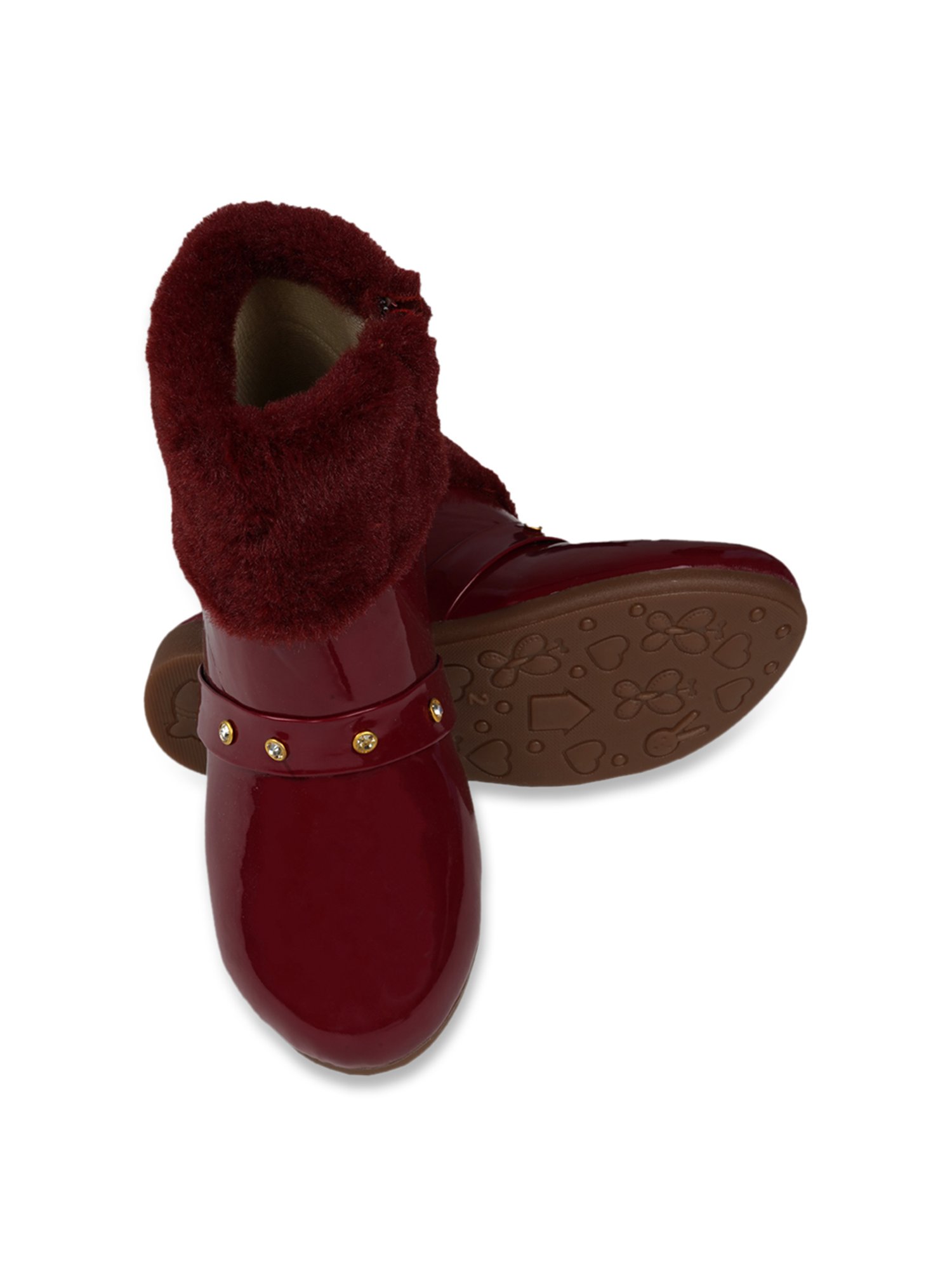 Tiny Bugs Girls Off White & Pink Party Wear Slip Ons