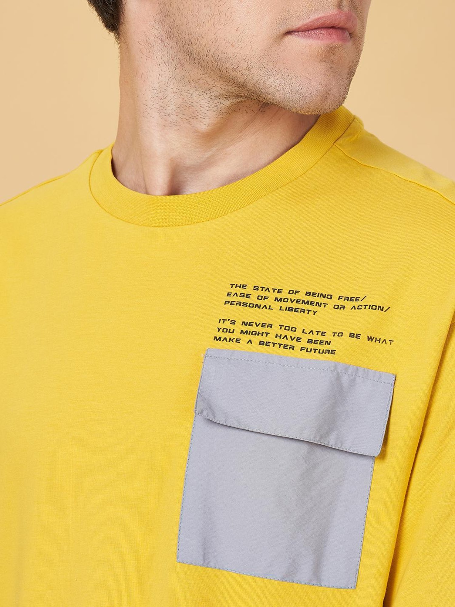 Street 808 By Pantaloons Yellow Cotton Regular Fit Printed T-Shirt