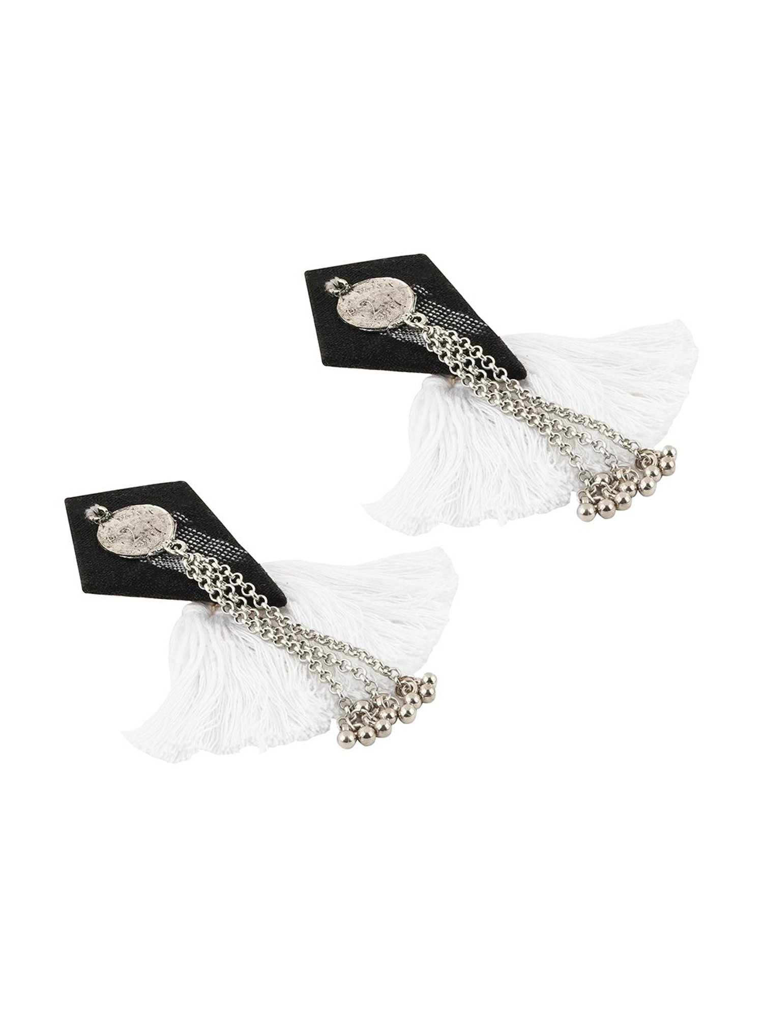 Teejh Ethnic Vallari Black Tassel Dangler Earring