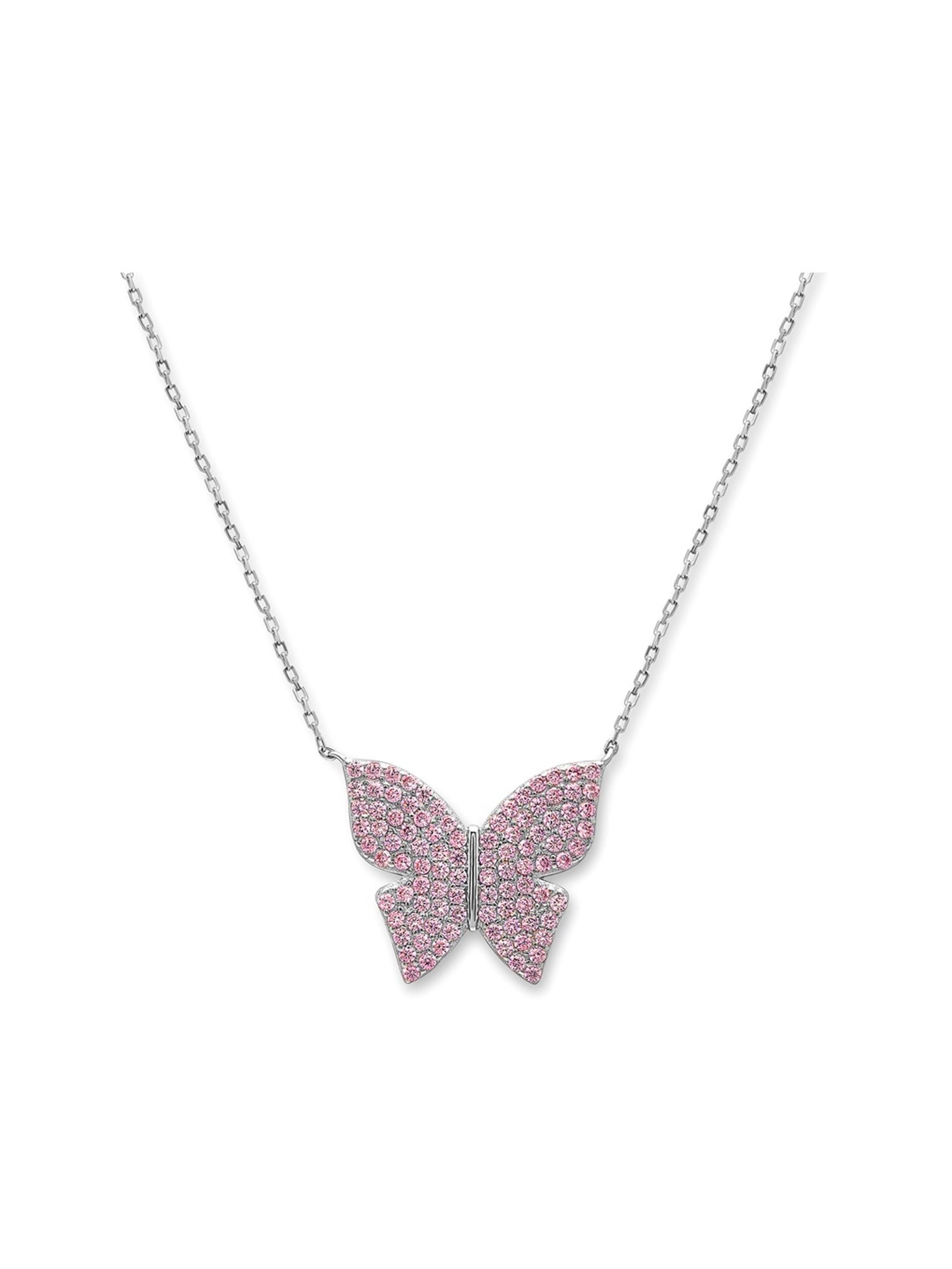 Silberry 92.5 Sterling Silver Pink Flutter Necklace