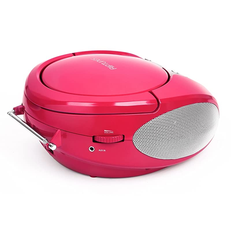 Portable CD Player with AM FM Radio Potable radios Boom Box with Aux Linein Pink
