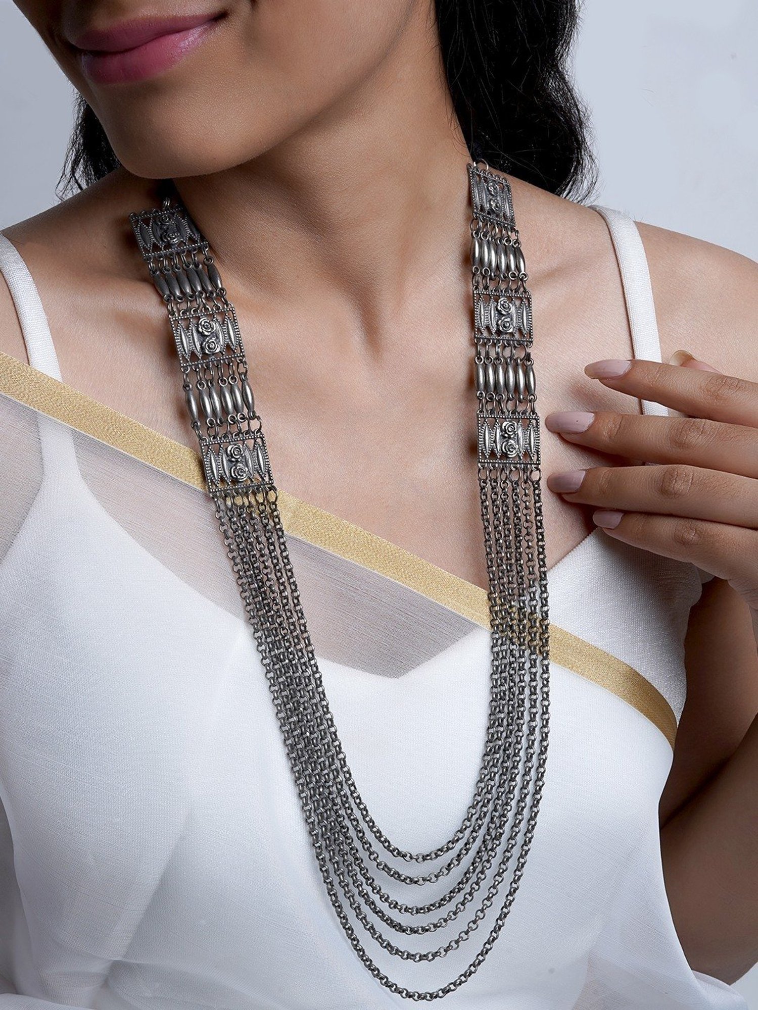 Teejh Ethnic Garul Silver Oxidized Necklaces for Women