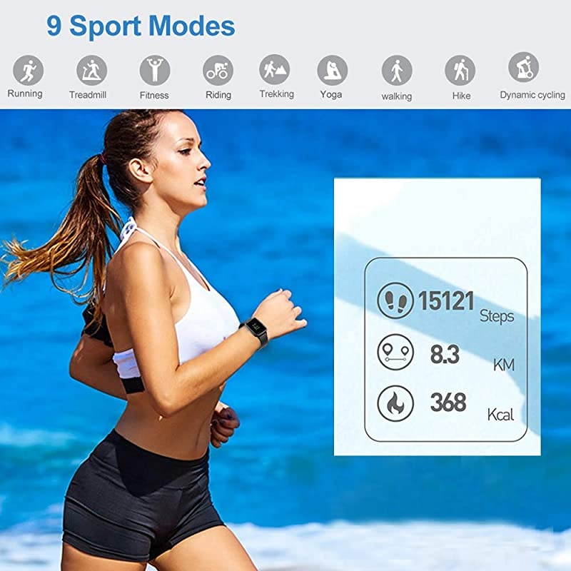 Smart Watch for Android Phones and iOS Phones Compatible iPhone Samsung IP68 Swimming Waterproof Smartwatch Fitness Tracker Fitness Watch Heart Rate Monitor Smart Watches for Men Women Black