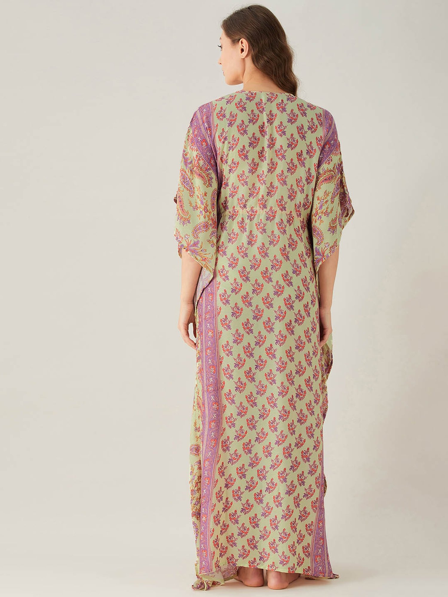 The Kaftan Company Yellow Printed Maternity Kaftan Nighty