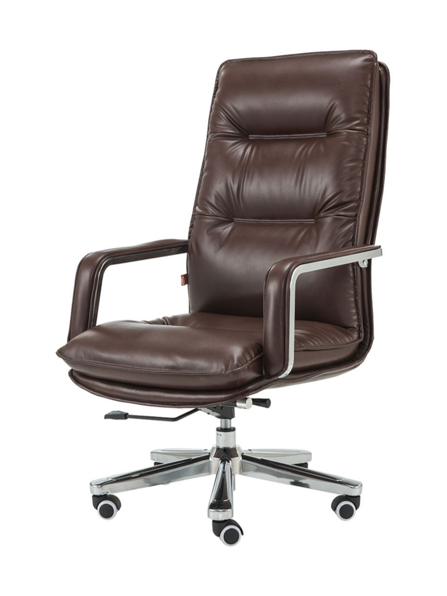 Durian Camden Brown Premium Leatherette & Chrome High Back Director Chair