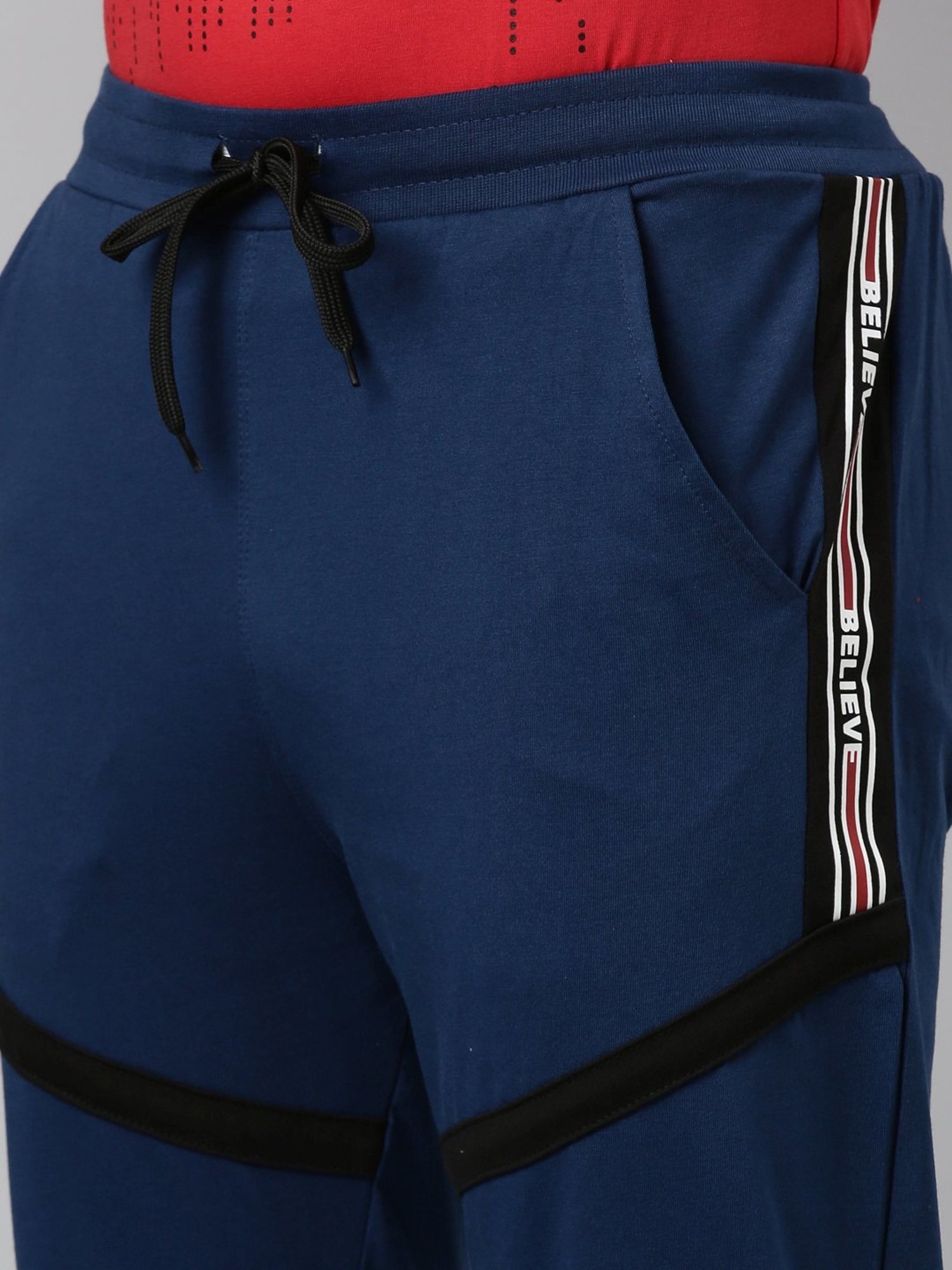 Dixcy Scott Maximus Blue Cotton Regular Fit Colour Block Sports Trackpants