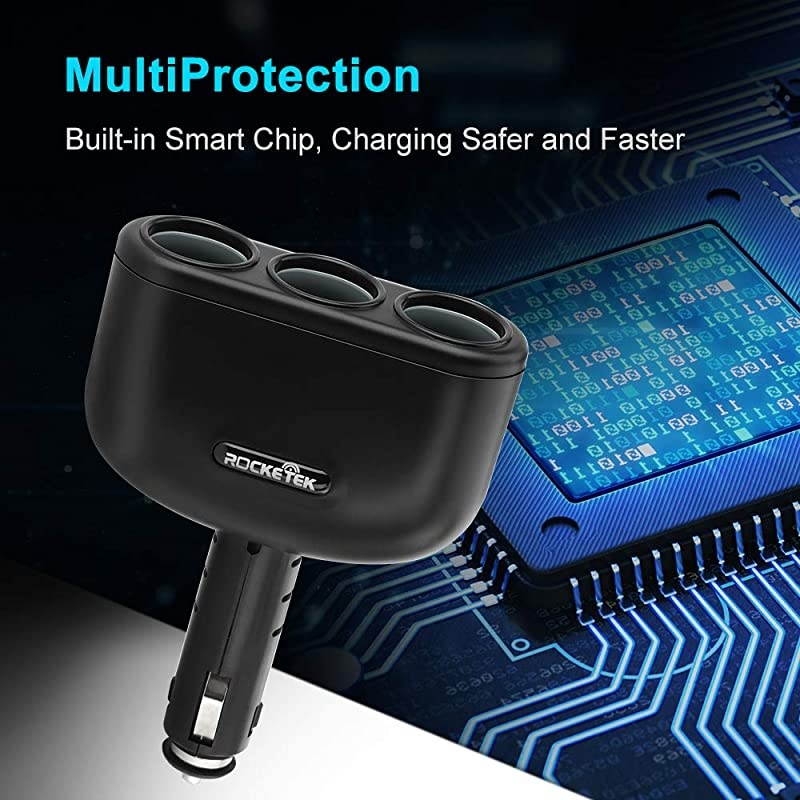 3Socket 2Port USB Quick Charge 30 Car Charger Splitter Adapter120W 12V24V DC Outlet Multi Socket Car Cigarette Lighter Splitter QC30 Dual Car Charger Power Outlet Splitter Extender