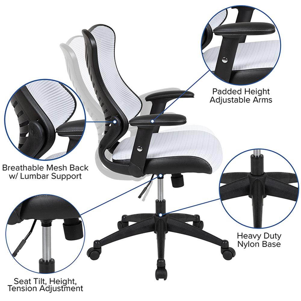 High Back Designer White Mesh Executive Swivel Ergonomic Office Chair with Adjustable Arms