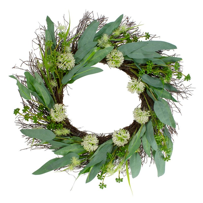 Northlight Frosted Pine Cone and Foliage Artificial Christmas Twig Wreath - 15 Inch, Unlit