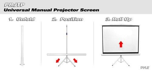 PYLE-HOME PRJTP72 Universal Floor Standing Portable Roll-Down Tripod Projector Screen, Matte White Surface, 50 x 66.9-Inch