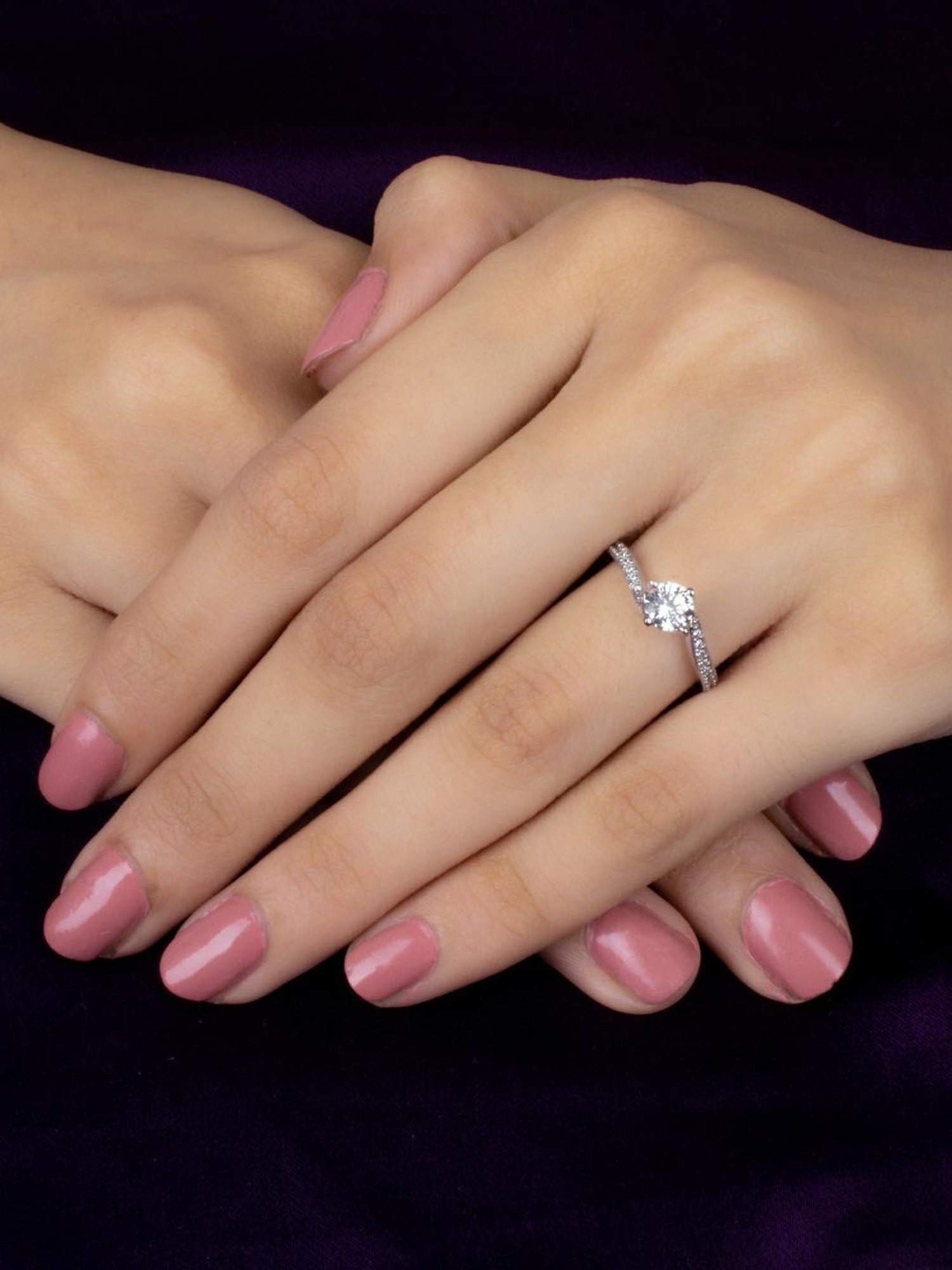 925 Silver 1 Carat AAA Grade American Diamond Solitaire Ring for Women & Girls