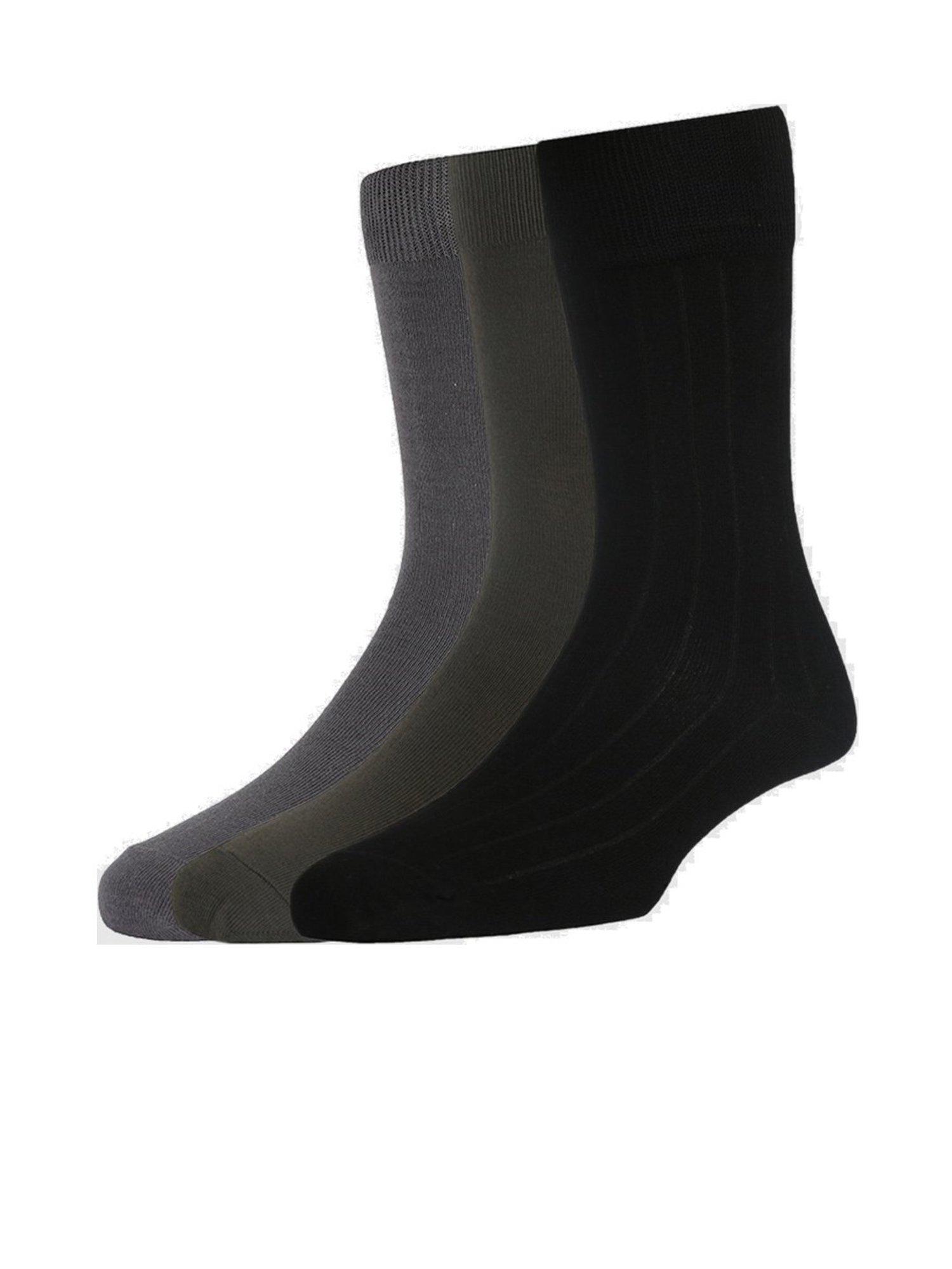 Peter England Dark Grey, Olive & Black Cotton Socks(Pack Of 3)