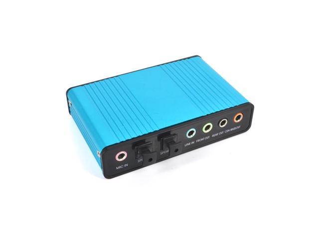 Blue 6 Channel External Sound Card 5.1 Surround Sound USB 2.0 External Optical Audio Sound Card Adapter for PC Laptop
